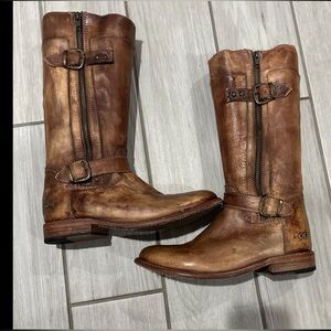 BED|STU Ladies Rustic Tan Leather Moto Boots